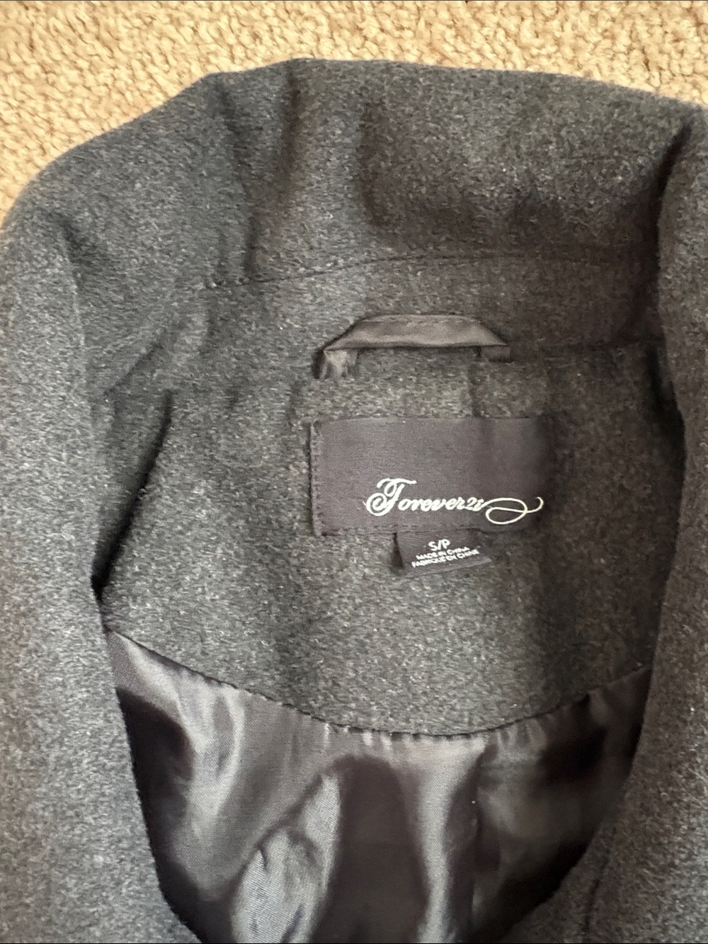EUC forever 21 grey peacoat size small - Picture 4 of 7
